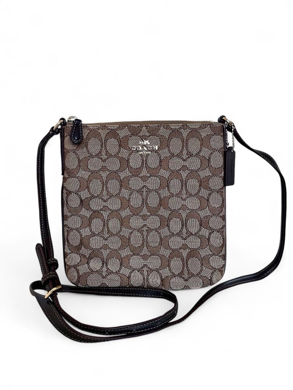 Coach Brown North/South Signature Crossbody Bag - Classic Printed Canvas F58421